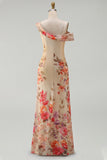Black Asymmetrical Sheath Printed Maxi Floral Wedding Guest Dress