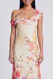 Black Asymmetrical Sheath Printed Maxi Floral Wedding Guest Dress
