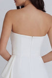 Ivory Strapless Bodycon Ruched Mini Dress with Ruffles