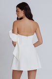 Ivory A-Line Strapless Mini Dress with Bow