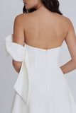 Ivory A-Line Strapless Mini Dress with Bow