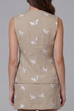 Khaki Single-Breasted Floral 2-piece Work Suits