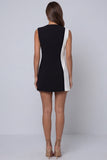 Black and White Lapel Sleeveless Short Work Dress