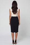 Black and White Shawl Lapel Sheath Midi Work Dress