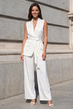 White Shawl Lapel 2-piece Women Suits with Belt