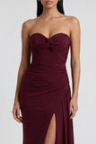Burgundy Strapless Mermaid Long Formal Dress