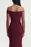Burgundy Mermaid Off The Shoulder Formal Dress