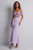 Sparkly Off The Shoulder Light Purple Mermaid Formal Dress