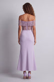 Sparkly Off The Shoulder Light Purple Mermaid Formal Dress