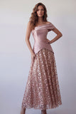 One Shoulder Light Purple Sequin A Line Formal Dress