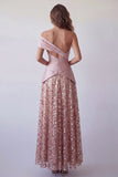 One Shoulder Light Purple Sequin A Line Formal Dress