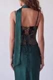 Dark Green Spaghetti Straps Mermaid Formal Dress with Neck Scarf