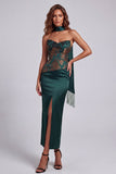 Strapless Dark Green Sheath Formal Dress with Strapless