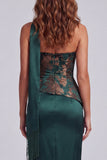 Strapless Dark Green Sheath Formal Dress with Strapless