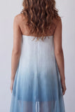Lake Blue Chiffon Strapless Bodycon Mini Formal Dress