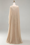 Champagne Appliqued Mermaid Mother of the Bride Dress with Cape