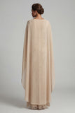 Champagne Appliqued Mermaid Mother of the Bride Dress with Cape