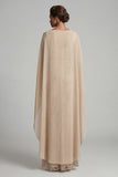 Champagne Appliqued Mermaid Mother of the Bride Dress with Cape