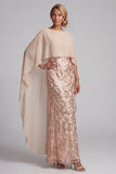 Champagne Appliqued Mermaid Mother of the Bride Dress with Cape