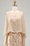 Champagne Appliqued Mermaid Mother of the Bride Dress with Cape