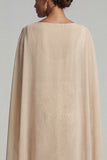 Champagne Appliqued Mermaid Mother of the Bride Dress with Cape