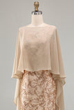 Champagne Appliqued Mermaid Mother of the Bride Dress with Cape