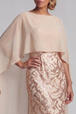 Champagne Appliqued Mermaid Mother of the Bride Dress with Cape