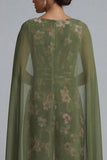 Eucalyptus V Neck Floral Mother of the Bride Jumpsuit with Cape