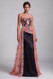 Watermelon and Black One Shoulder Lace Mermaid Long Mother Of the Bride Dress with Cape