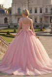 Ball Gown Pink One Shoulder Appliqued Quinceanera Dress