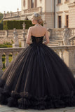 Black Halter Neck Ball Gown Glitter Princess Quinceanera Dress