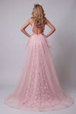 Halter Pink Ruffled Open Back Mermaid Pageant Dress