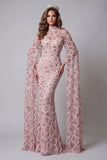 High Neck Blush Sequin Mermiad Pageant Dress