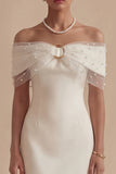 White Off the Shoulder Ruched Short Tight Graduation Dress