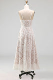White Lace Spaghetti Dress A Line Ankle Length Corset Graduation Dress