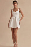 White Thick Straps A Line Short Graduation Dress
