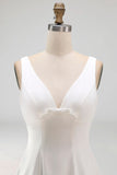 White V-Neck A Line Short Graduation Dress
