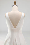 White V-Neck A Line Short Graduation Dress