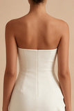 Strapless Bodycon Ruffled Little White Dress
