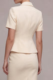 Ivory 2 Piece Peak Lapel Double Breasted Short Business Dress