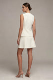 Round Neck Ivory 2 Piece Single Breasted Short Business Suits