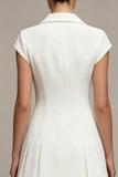 White Single Breasted Notched Lapel A Line Short Blazer Dress