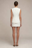 White 2 Piece Round Neck Single Breasted Short Business Dress