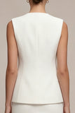 White 2 Piece Round Neck Single Breasted Short Business Dress