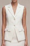 White Short 2 Piece Notched Lapel Slim Fit Single Breasted Business Dress