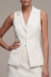 2 Piece Notched Lapel Slim Fit White Short Single Breasted Business Dress