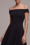 A Line Midi Off the Shoulder Little Black Dress