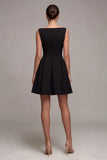 Simple A Line Boat Neck Little Black Dress