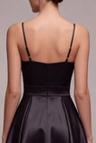 Spaghetti Straps Ruched A Line Little Black Dress