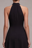 Simple High Neck A Line Little Black Dress